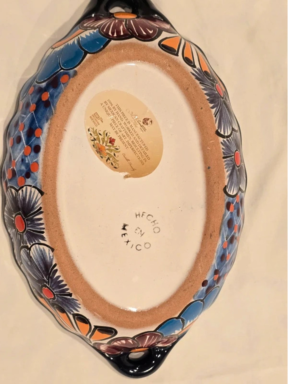 Handmade Castillo Talavera Mexican Pottery Serving Dish Floral Ceramic Bowl - Picture 4 of 6
